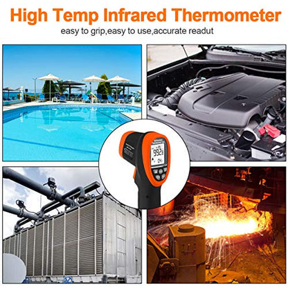 -58℉~2732℉ Industrial Pyrometer,Infrared Thermometer Temperature Gun,30:1 Dual Laser Industrial IR Temperature Gauge,Adjustable Emissivity (NOT for Human Temp Test) - color: AP-2732 Orange