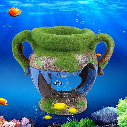 Yosoo Aquarium Decoration Fish Hide Ancient Vase Cave Reptile Habitat Resin Ornament Jar Decor