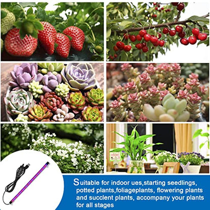 Sondiko LED Grow Light Strip, Auto On&Off Every Day Grow Light with Upgraded Controller, 48 LEDs, 4 Dimmable Levels for Indoor Plants - size: Purple Grow Light Strip
