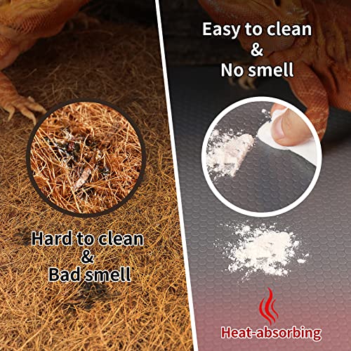 Bearded Dragon Mat 1Pack 18x36, Reptile Tank Accessories, Terrarium Liner Bedding, Non-Adhesive Reptile Substrate Mat for Bearded Dragon, Leopard Gecko, Lizard, Tortoise, Iguana Tank - color: 18x36" Gray