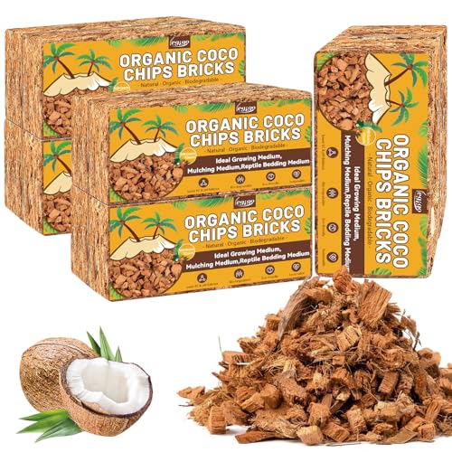 Legigo 10 Pack Coco Coir Chips for Plants- 11 LB 100% Organic Coconut Chips Brick Potting Mix with Low EC & PH Balance, Coconut Husk Substrate Coco Husk Mulch for Garden, Planting, Orchid and Soil Mix - color: 10 Pack