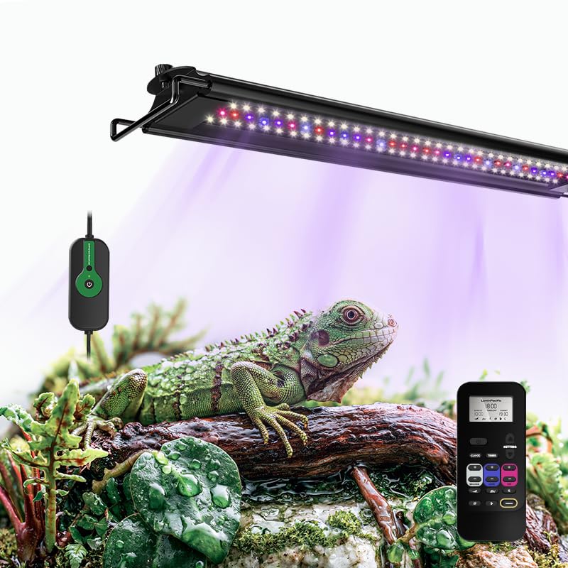 20W UVB Reptile Light, Dimming UVB UVA Reptiles Strip Lamp, Remote Control with 24/7 Timer, UVB Strip Lights for Bearded Dragon Leopard Gecko Tortoise Frog Snake Plant - size: 16 INCH