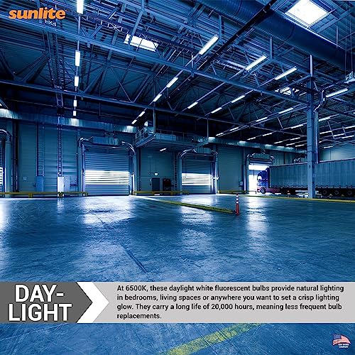 Sunlite 30414 F24T5/850/HO 2 Foot T5 Linear Fluorescent Lamp, 24 Watts, 1800 Lumens, 6500K Daylight, Miniature G5 Bi-Pin Base, ROHS Compliant, High Performance Straight Tube, 40 Pack - color: 6500k, style: 24 watts (22.20-Inch)
