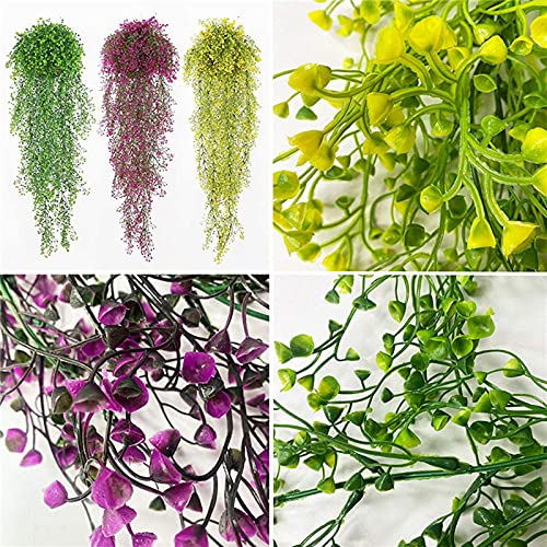 3pcs Reptile Plants Artificial Hanging Plants Fake Vines Climbing Terrarium Plant with Suction Cup Wall Decoration for Outdoor Indoor Lizards Geckos