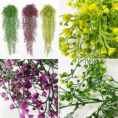 3pcs Reptile Plants Artificial Hanging Plants Fake Vines Climbing Terrarium Plant with Suction Cup Wall Decoration for Outdoor Indoor Lizards Geckos