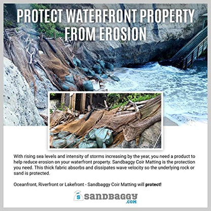 Sandbaggy Coir Mat | Erosion Control Product for Stopping Soil Erosion on Hillsides, Riverbanks & Oceanfront | Lasts 5X Longer Than Straw Blanket | Lasts 2-5 Yrs (4 ft by 165 ft Roll or 660 sq ft) - size: 4 ft by 165 ft Roll Size or 660 sq ft
