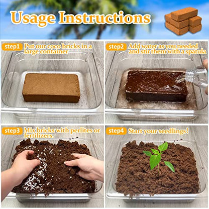 Riare 2pcs Organic Coco Coir Bricks Soil Blocks- 100% Natural Compressed Coco Peat Brick Coconut Fiber Substrate with Low EC& pH Balance, High Expansion Coco Coir Pith Coconut Husk for Garden - color: Pack of 2