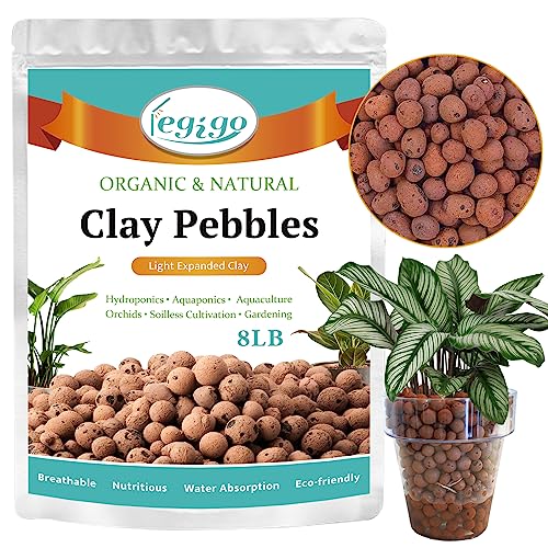 Legigo 8 LB Organic Leca Clay Pebbles for Plants, 4mm-16mm 100% Natural Leca Balls for Indoor Plants, Hydroton Clay Pebbles for Plants Hydroponic Aquaponics Growing Orchid Drainage Terrarium - color: 8LB