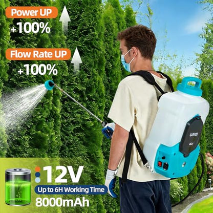 Garvee 4 Gallons Battery Powered Backpack Sprayer, 12V 8Ah Electric Sprayer with 6 Nozzles & 2 Wands, 4-6 Hour Runtime, 90PSI Adjustable Pressure, Trigger Lock, Yard Sprayers for Lawn and Garden - size: 4 Gal