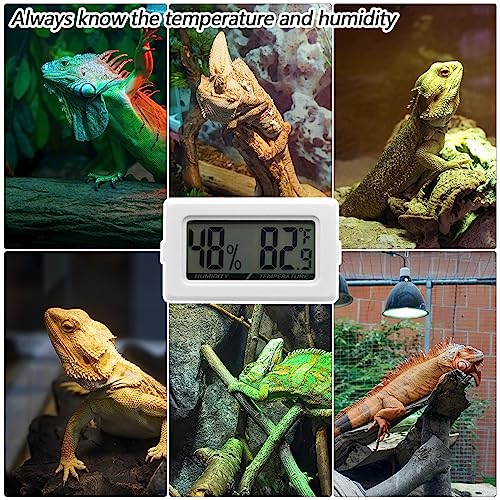 Digital Probe Thermometer Hygrometer for Reptiles - 2-in-1 Terrarium Monitor with Instant Reading, Mini Design for Turtle Tank/Lizard Cage/Aquarium Habitat (White)