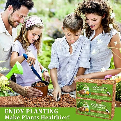 Riare 8 Pack Coco Chips Substrate for Plants- 8.8lb 100% Organic Coconut Husk Brick with Low EC and pH Balanced, High Expansion Coconut Substrate Coco Husk Mulch for Garden Flowers, Herbs, Planting - color: 8 Pack