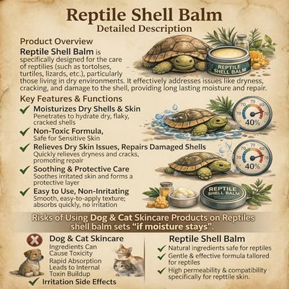 Reptile Shell Balm 2 Oz Turtle Shell Care Conditioner Moisturizer for for Tortoise, Lizard, Reptiles in Dry Environment Prevent Skin Dryness on Basking Platform, Tank, and Rock 60 g