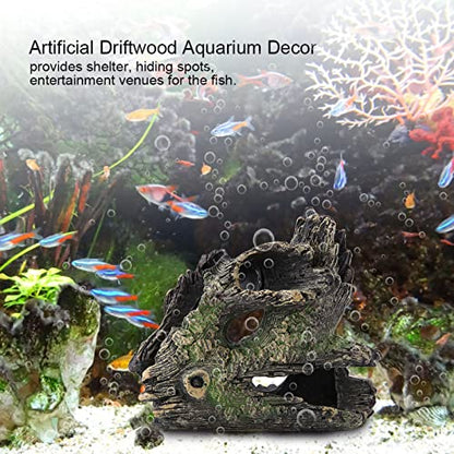 Aquarium Driftwood Decoration Artificial Resin Tree Trunk for Fish Tank Ornaments, Terrarium Vivarium Reptile Cave Hide Aquatic Decoration (ST-004C) - size: ST-004C