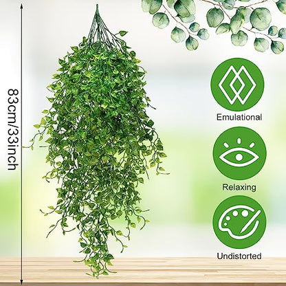 Hoteam 12 Pcs Artificial Hanging Plants 32 Inch Fake Ivy Vines with Fake Leaves Patio Artificial Plants Greenery for Living Room Indoor Outdoor Wall, No Basket (Ivy) - color: Ivy
