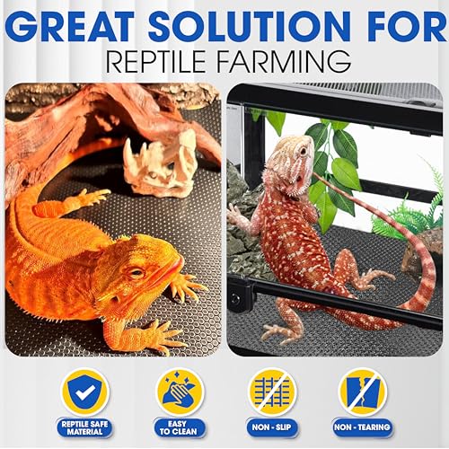 [Premium] 24"x60" Reptile Substrate Mat with 4 PCS Rug Gripper, Extra Thick & Ultra Comfortable,Non-slip, Reptile Tank Accessories for Bearded Dragon, Leopard Gecko,Lizard (not including tank)