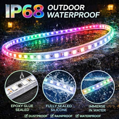 12V RGB+IC Dream Color Chasing Aquarium LED Strip Lights, 16.4FT APP & Remote Control IP68 Fully Waterproof Fish Tank Led Strip Light for RV, Marine, Deck Patio, Pool, Pond, Balcony - size: 16.4FT