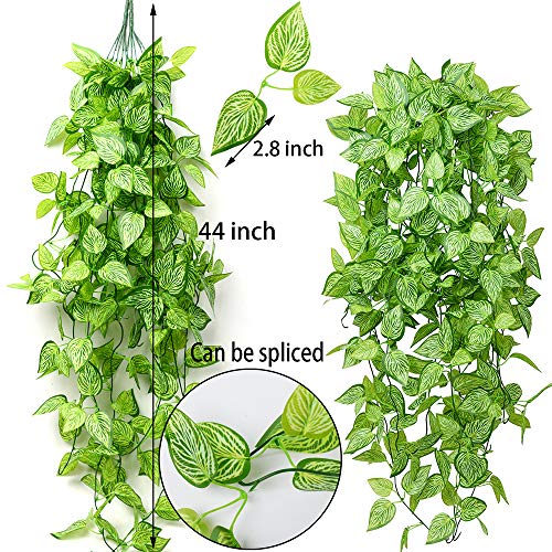 Artificial Hanging Plants 2pcs Fake Hanging Ivy Plants UV Resistant Plastic