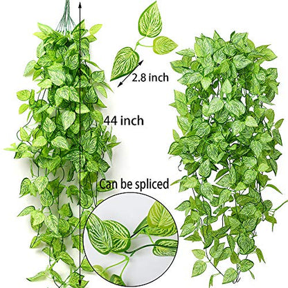 Artificial Hanging Plants 2pcs Fake Hanging Ivy Plants UV Resistant Plastic