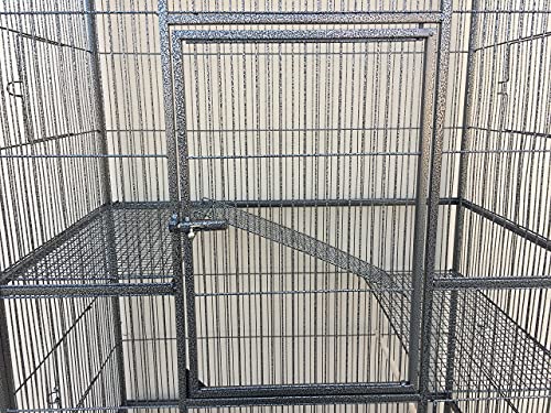 64" Extra Large Chew-Proof Wrought Iron 4 Levels Tight 3/8-Inch Bar Spacing for Ferret Chinchilla Sugar Glider Cage Easy Clean Pull Out Grate and Tray with Removable Rolling Stand - color: Black Vein, size: 32"L x 19"W x 64"H With 3/8" Spacing