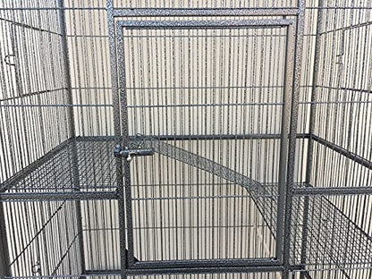 64" Extra Large Chew-Proof Wrought Iron 4 Levels Tight 3/8-Inch Bar Spacing for Ferret Chinchilla Sugar Glider Cage Easy Clean Pull Out Grate and Tray with Removable Rolling Stand - color: Black Vein, size: 32"L x 19"W x 64"H With 3/8" Spacing