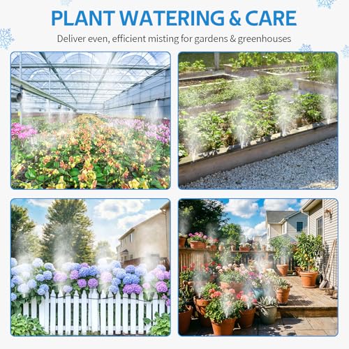 homenote Misting Cooling System 75FT(23M) Pre-Assembled Kit with 28 Brass Nozzles & 3/4" Brass Adapter, Outdoor Mister for Patio, Backyard, Pergola & Greenhouse - size: 75FT / 23M