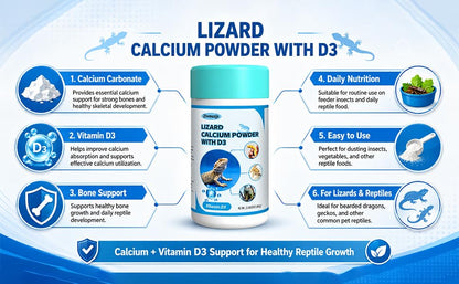 Pet Lizard D3 Calcium Powder—Organically Extracted—Powder (2.82 oz)