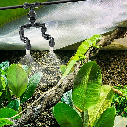 VEXPLO Reptile Terrarium Misting Nozzle 360 Degree Adjustable Reptile Fogger Mist Sprinkler, Dual-Head Black Misting Spray Nozzles for Aquarium Rainforest - size: Dual Head