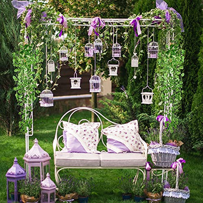 Mudder 3 Packs LED Artificial Hanging Plants, 3.6 ft Fake Hanging Plant, Ivy Vine Fake Leaves Greeny Chain Wall Home Room Garden Wedding Garland Outside Decor (Basket Not Included) (Greenery Style) - color: Greenery Style