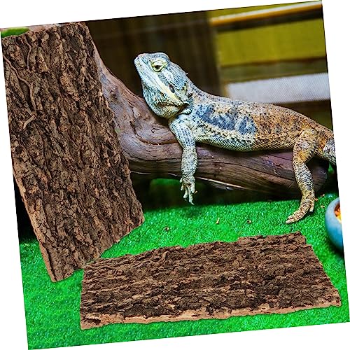 ibasenice 2pcs Cork Reptile Bark Decor Turtle Basking Platform Snake Climbing Bark Reptile Decorations Stain Resistant Terrarium Decor