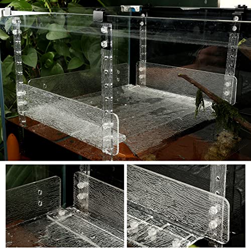 Hanging Turtle Basking Platform for Aquatic 20 55 Gallon, 40 Gallon Long Tank, Aquatic Reptile Ramp Dock, Terrace, Tank Accessories - size: Large