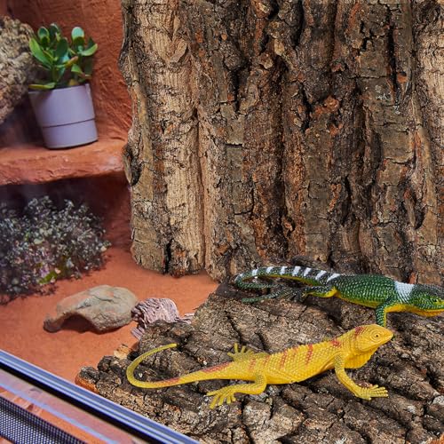 UKCOCO Cork Bark Reptile Background 4-Pack 5.9x5.9x0.78In Natural Cuttable Panels – Safe Moisture-Resistant Terrarium Décor for Gecko Lizard Bearded Dragon Tank Setup