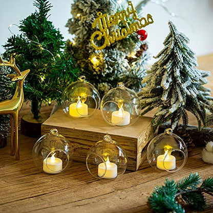 12 Pcs 3.15"/ 8cm Hanging Glass Tealight Holder Globe Plant Terrariums Glass Orbs Air Plants Tea Light Candle Holders Home Decor Indoor Outdoor Garden DIY Gifts (9 Pcs + 3 Pcs) - size: 3.15 inches