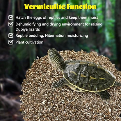 Hamiledyi Vermiculite for Incubating Reptile Eggs Terrarium Bedding Snake Habitat Substrate Reptile Bedding for Tortoise, Gecko, Ball Python, Salamander, Snake, Horned Frog(1Pack,0.52gal)
