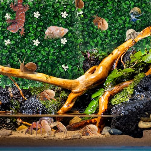 2pcs Hermit Crab Climbing Toys, 10x10 Inch Faux Grass Mat Reptile Plants Artificial Boxwood Panels Reptile Tank Accessories for Bearded Dragon Lizard Terrarium Decor (Green)