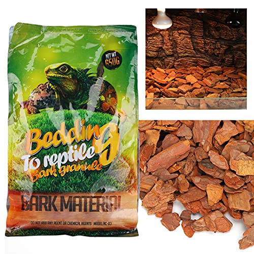 flexman 1Bag Reptile Bark Chips, 650g Forest Terrain Bark Fine Chips Bedding Brick for Lizards Tortoises Snakes Geckos Frogs (Brown) - size: Large particles