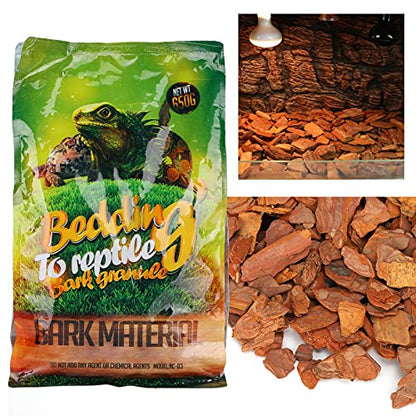 flexman 1Bag Reptile Bark Chips, 650g Forest Terrain Bark Fine Chips Bedding Brick for Lizards Tortoises Snakes Geckos Frogs (Brown) - size: Large particles