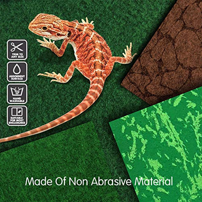 Reptile Carpet, 36 * 18in Pet Terrarium Liner,Reptiles Cage Mat/Substrate for Snakes, Chameleons, Geckos ands Kitchen Use(2sheets) with Tweezers Feeding Tongs - size: new-40Gallon(36*18in)