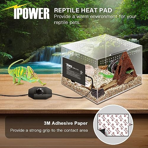 iPower 6 by 8 Inch Reptile Heating Pad with Temperature Adjustable Controller Knob, Under Tank Warmer Terrarium Heat Mat for Reptiles and Amphibians - size: 6 X 8 Inch