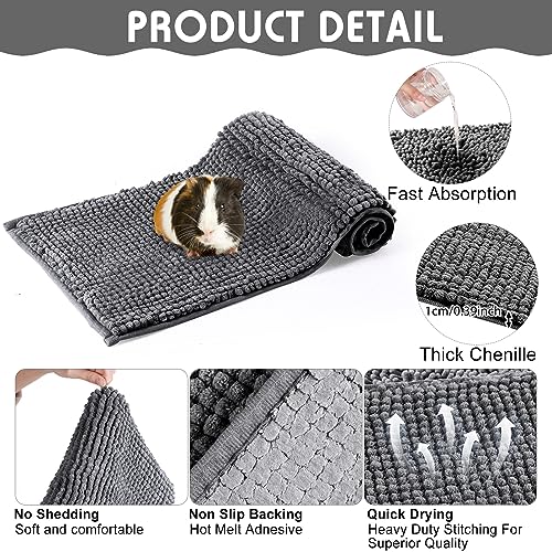 Amylove 4 Pcs Guinea Pig Cage Liner 47 x 24 Inch Washable Chenille Pee Pads Pet Dog Cat Bedding Training Mat Reusable for Small Animals Puppy Bunny Hamster Chinchilla - color: Dark Gray, size: 47 x 24 Inch, style: Low Pile Chenille