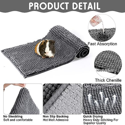 Amylove 4 Pcs Guinea Pig Cage Liner 47 x 24 Inch Washable Chenille Pee Pads Pet Dog Cat Bedding Training Mat Reusable for Small Animals Puppy Bunny Hamster Chinchilla - color: Dark Gray, size: 47 x 24 Inch, style: Low Pile Chenille