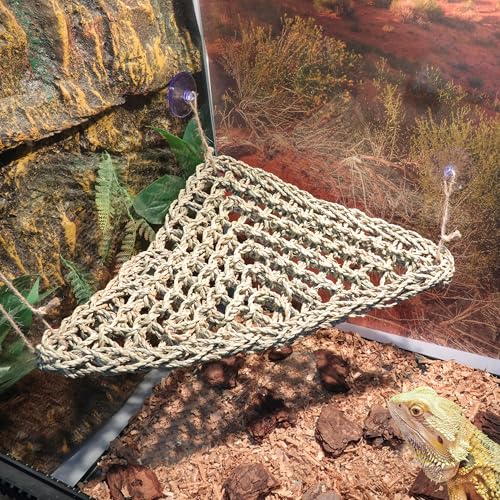 Bearded Dragon Hammock Lizard Tank Accessories Reptile Lounger Amphibian Habitat Décor for Chameleon, Geckos, Snakes, Hermit Crab, Lguana Reptiles, Tortoises - size: 17"T+17"T