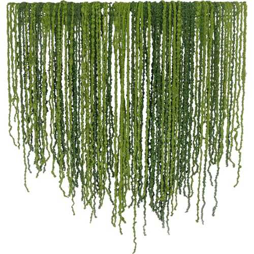 60 Pcs Hanging Moss Vines Faux Moss Garland for Decorating Artificial Amaranthus Hanging Flowers 59-62 Inch Fake Mossy Rope for Crafts Wedding Arch Floral Arrangment Wall Hanging Mantle Outdoor - color: Green and Dark Green