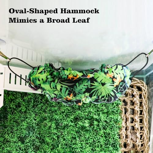 Gecko Tank Accessories, Reptile Hammock with Elastic Rope and Suction Cups, Terrarium Accessories for Crested Gecko, Leopard Gecko, Little Snake