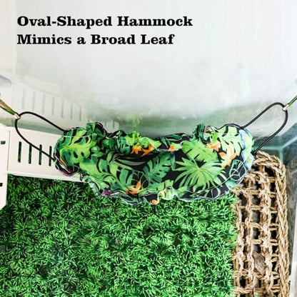 Gecko Tank Accessories, Reptile Hammock with Elastic Rope and Suction Cups, Terrarium Accessories for Crested Gecko, Leopard Gecko, Little Snake