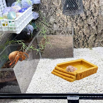 Hermit Crab Pool, Resin Reptile Water Bowl & Bathing Dish, Aquarium Tank Cage Habitat Accessories for Small to Medium Hermit Crab Turtles Lizard Frog Gecko Bearded Dragon - color: Square