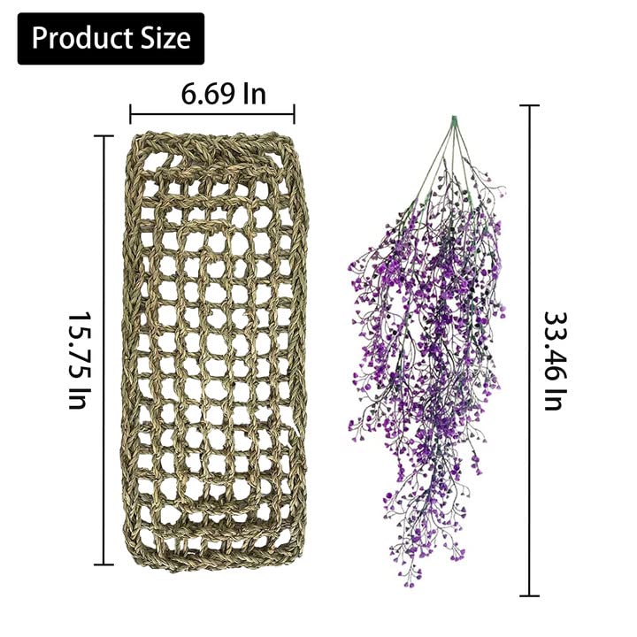 Natural Seagrass Reptile Hammock,Bearded Dragon Bed Lounger Large Flexible Purple Jungle Climbing Hanging Vine Reptile Tank Decor for Lizard,Gecko,Chameleon,Snake