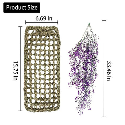Natural Seagrass Reptile Hammock,Bearded Dragon Bed Lounger Large Flexible Purple Jungle Climbing Hanging Vine Reptile Tank Decor for Lizard,Gecko,Chameleon,Snake
