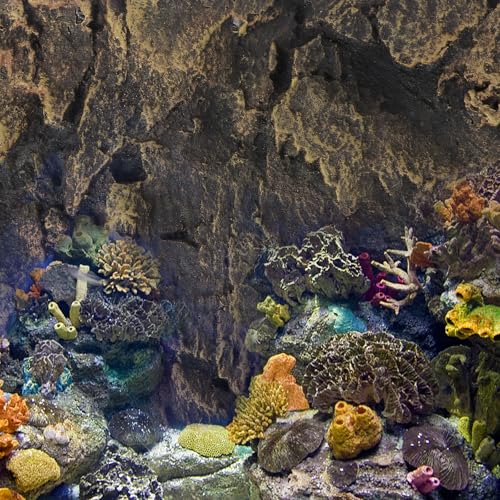 3D Reptile Tank Background Board Pu Material Textured Decorative Panel for Turtle Terrarium Environment with Yellow Rock Pattern Suitable for Turtle and Reptile Tanks