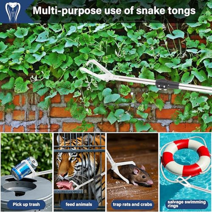 69" Professional Snake Grabber Tools, Snake Catcher Tongs Rattlesnake Copperheads Grabber Keep Spacing Reptile Snake Tools Sponge Handle Wide Jaw Without Harm Move Suit For Chicken Coops Yards Farms
