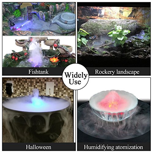 AGPTEK Aluminum Mini Mist Maker Fogger Water Fountain Pond Fog Machine Atomizer, Perfect for Halloween, Christmas and Other Holidays
